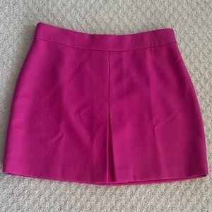 J. Crew 100% Wool Pleated Mini Skirt Hot Pink Size 12 NWT Preppy Office Academia